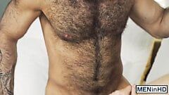 Hairy muscular hunk cheats his wife with a handsome gay guy