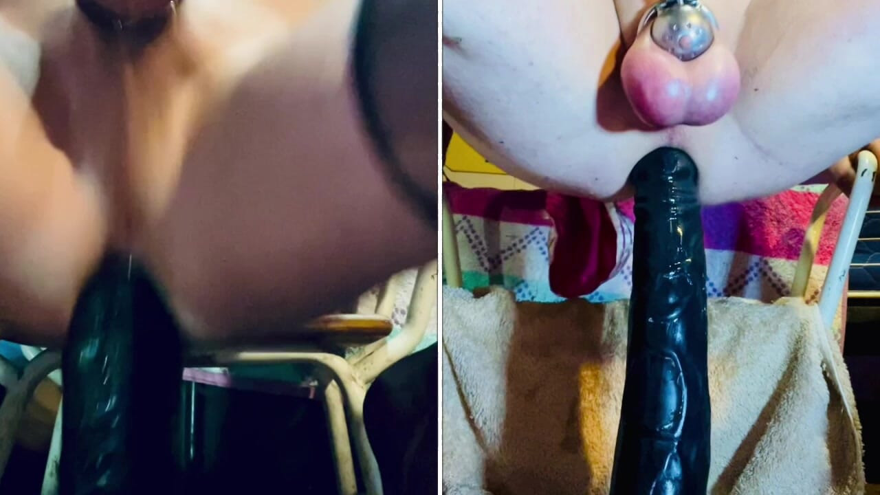 Split screen ass riding Sissy