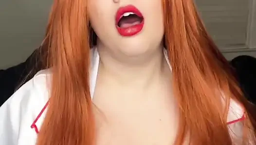 Redhead Nurse Fucks, Sucks, and Squirts on Dildo