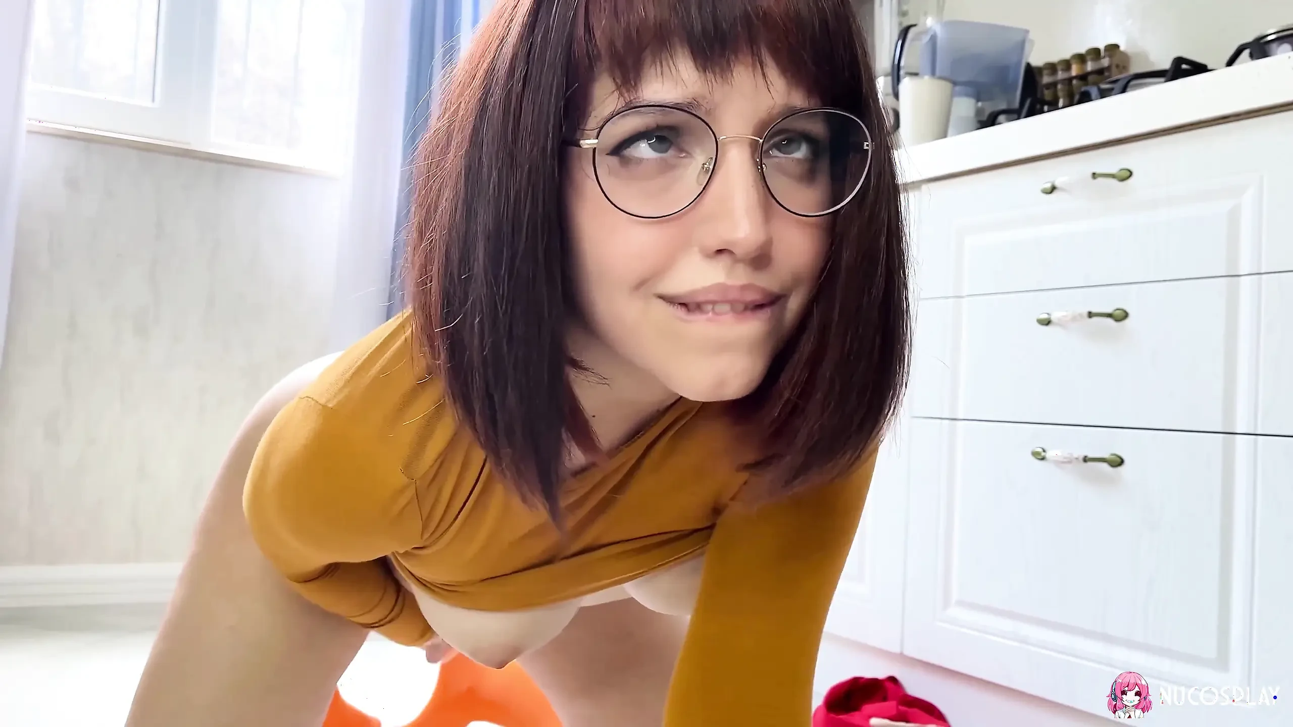 Thick and Horny Ksenia Masturbating as Velma From Scooby Doo