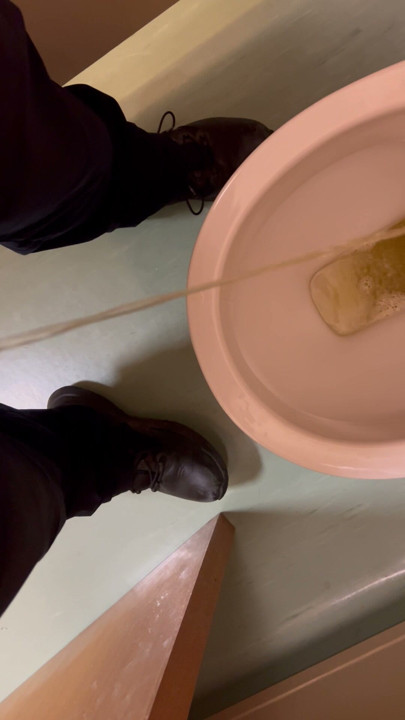 Quick piss in the only office toilet left the door open