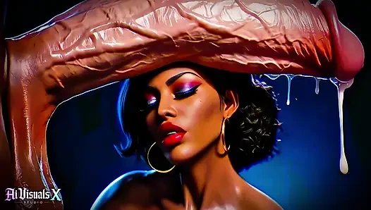 Büyük memeli ve götlü zenci tanrıçalar - beyaz yarak ibadeti: karanlık asmr ve aşırı kontrast (4k ai animasyonlu porno)