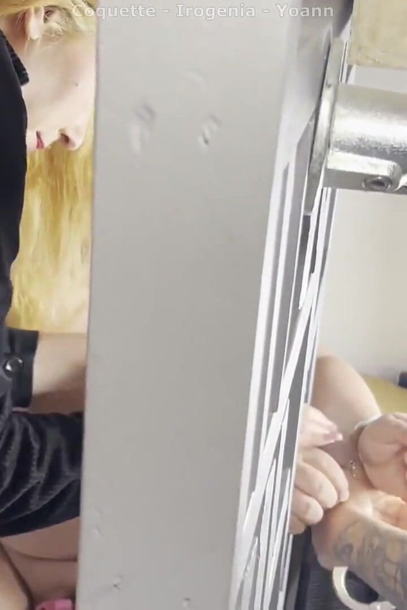 2 Lesbians Taunt and Tease a Submissive Tied up and in a Chastity Cage