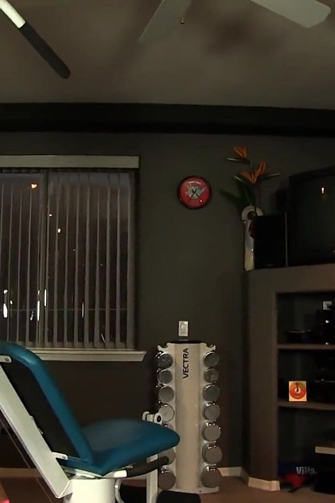 Gorgeous milf fitness model Abby Marie works out naked in the gym
