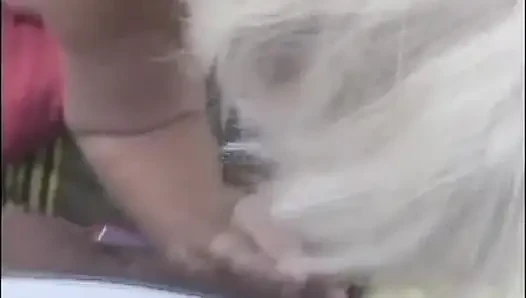 Mature couple hairy pussy fucking in dogging position