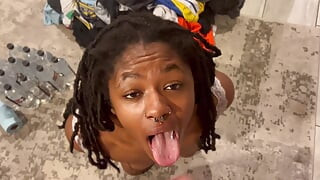 Petite Barely Legal Black Girl Gives Crazy Blowjob