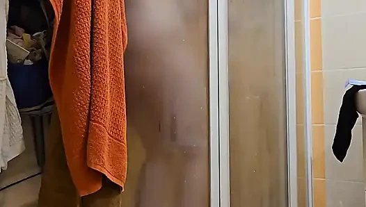 Cute BBW Wife with Big Soft Natural Tits and Big Ass Takes a Shower