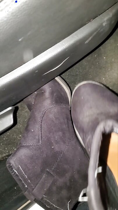 mechanic gym teacher ankle boots in her car