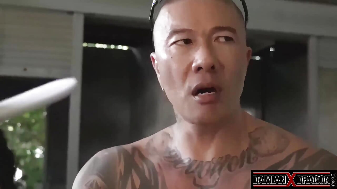 Asian Gay Damian Dragon Fucks Doorman Hungry Hole Outdoors