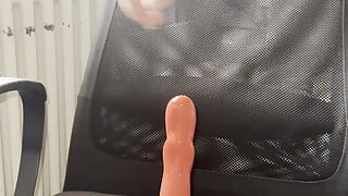 Riding Anal Dildo in Chastity