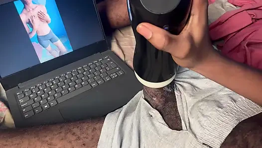 Aku lagi asik nonton video pacarku yang super hot lagi asik muasin memekku