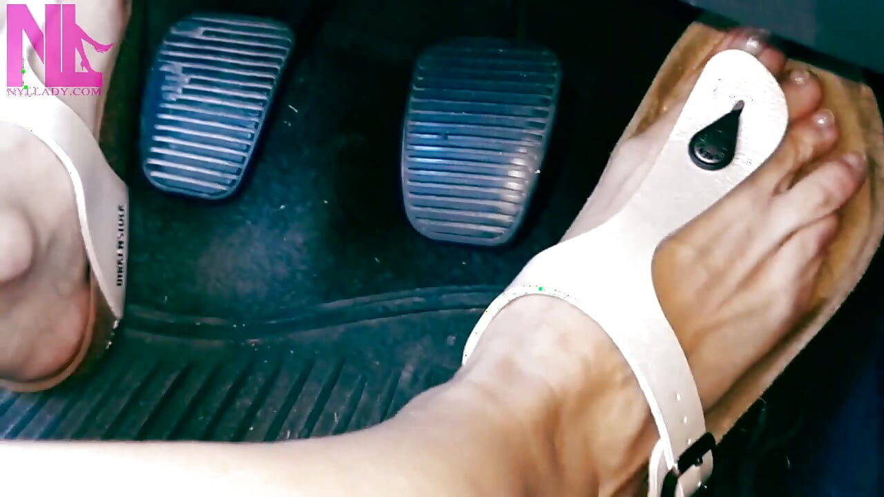 Pedal Pumping in Cream Colored Gizeh Birkenstocks