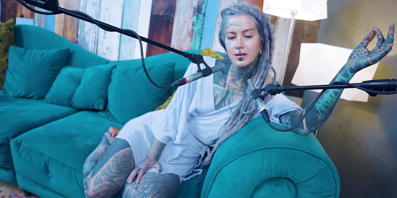 I talk about L - LOVE - ASMR podcast SFW talking goth skinny girl dreadlocks tattoo model inked girl