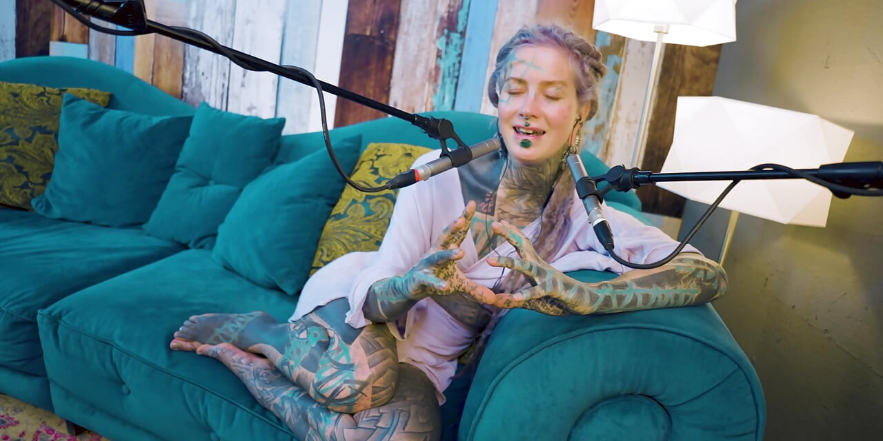 I talk about B - Bordem - ASMR podcast SFW talking goth skinny girl dreadlocks tattoo model inked girl