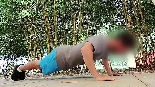 Athletic man finds a stranger in the park and invites her to his house to do kinky things.