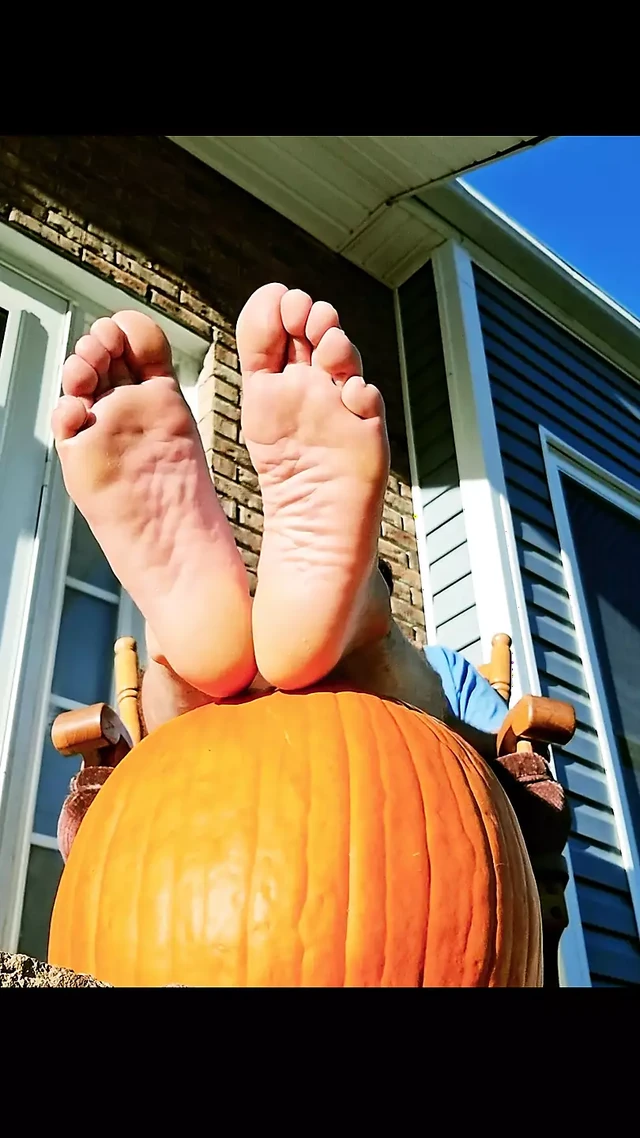 Using my pumpkin as a foot stool