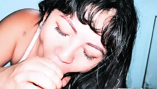 Hot stepmom shares bed with stepson and gets cum in her mouth while her cuckold husband is not at home