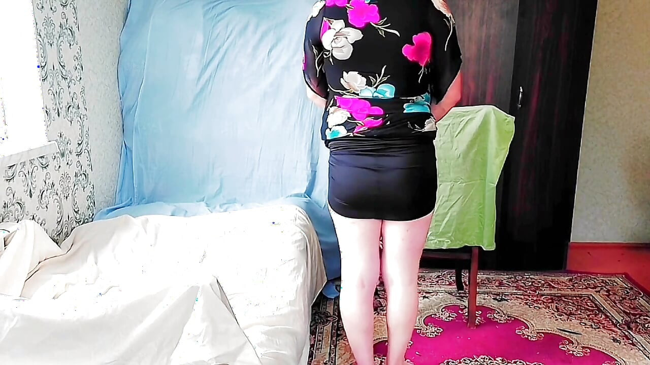 Playful femboy showing morning routine in bedroom mirror