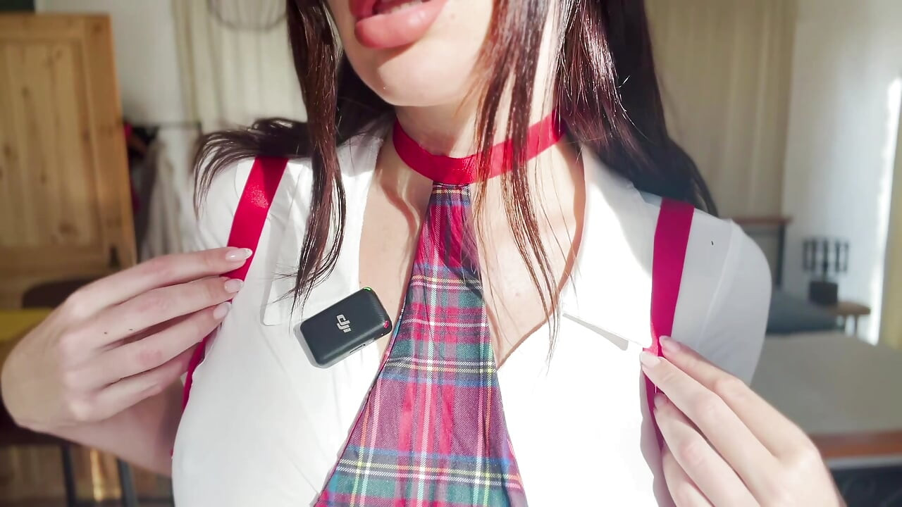 Sucking and riding a Dildo in my Schoolgirl uniform (German JOI)