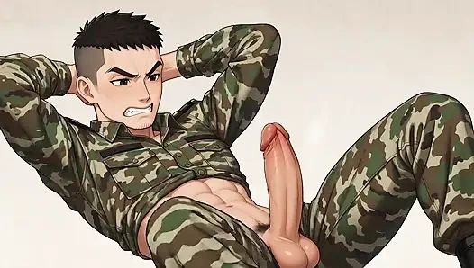 Die bewegung des soldaten mit großem schwanz