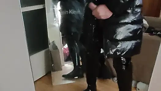 ShinySam1, shiny, catsuit, riding boots...