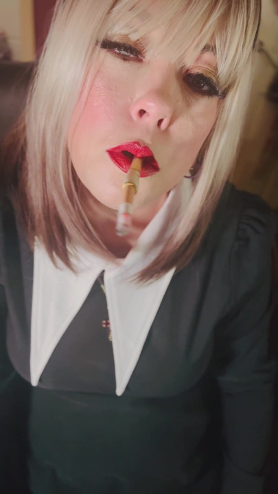 Cute Catholic Girl Tina Snua Smoking A Cork Cigarette - Lots Of Dangles And Snap Inhales | Clip 1