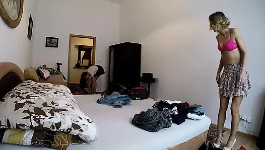 Amateur babysitter cam in girls cloakroom captures no panties