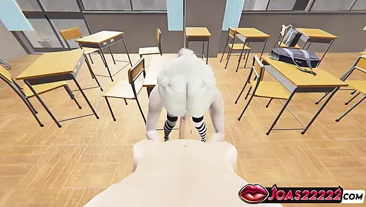 Üniversiteli nadine 3d animasyon - büyük yarakla elle muamele, inleyerek ıslak sakso sınıf eylemi, glory hole döl yutma