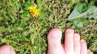 Bare fötter på gräset