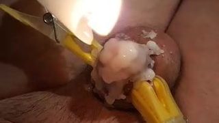 Covering my tiny dickclit with candlewax 2