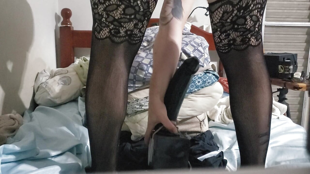 Horny naughty bitch sitting on the big