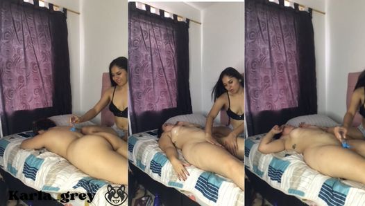 I give a wonderful massage to a beautiful big ass