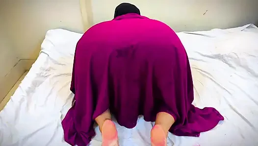 arabian Hijab girl inserts toy into chubby big ass hole, pleasure