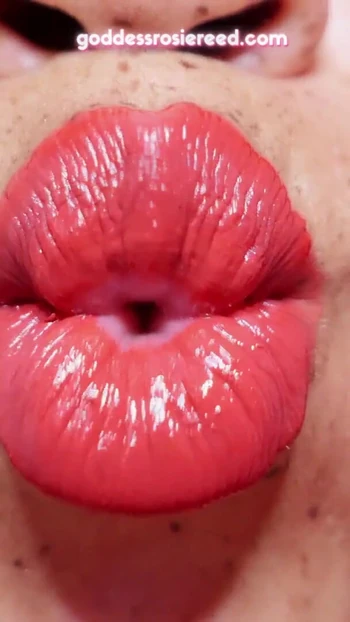 Stunning moment from "GODDESS ROSIE REED - LIPSTICK MOUTH FETISH WORSHIP - EBONY LIPS"