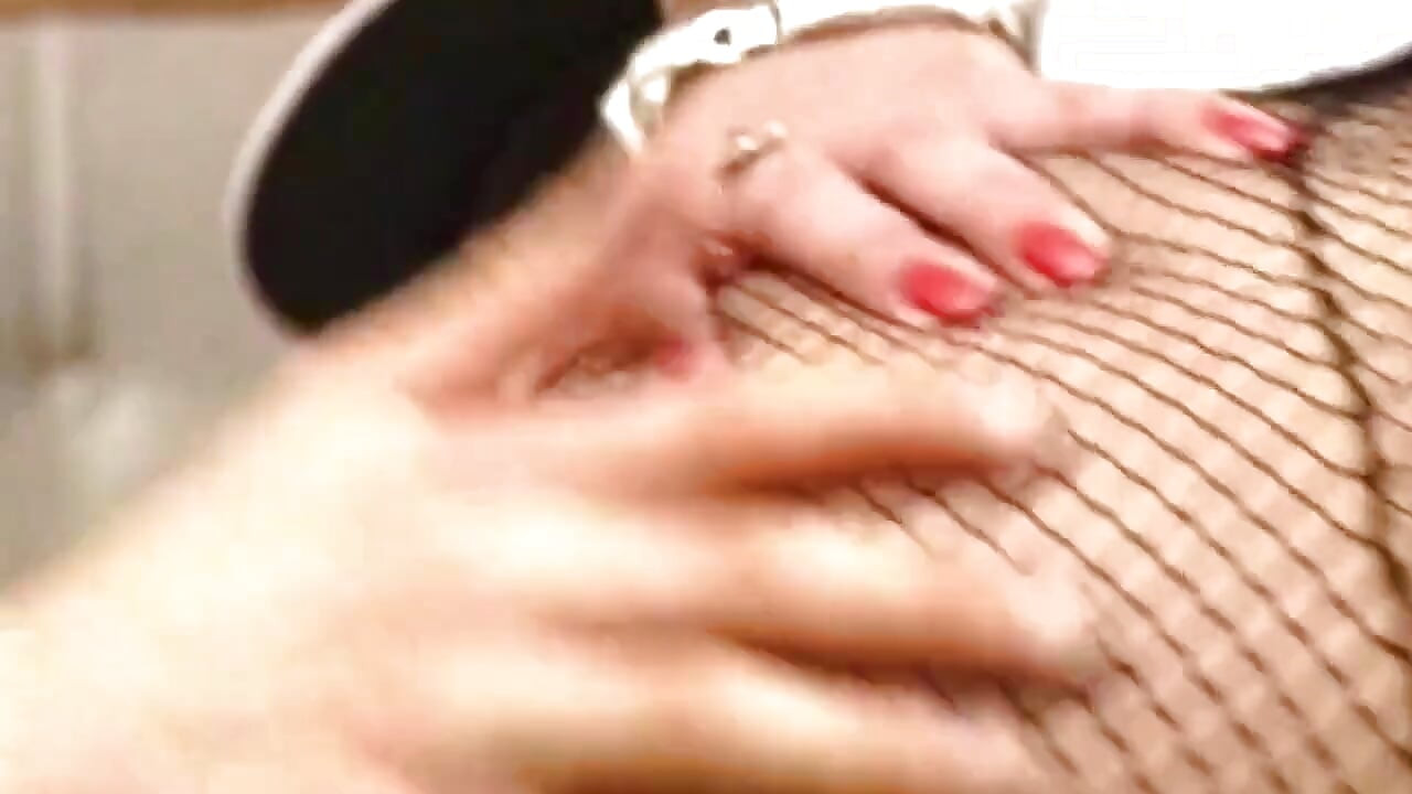 Fishnet Brunette Rides Hard Cock in Bedroom