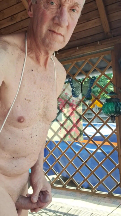 SEXY EXHIBITIONIST BIG DICK GRANDPA OUTDOOR BONDAGE JERKING WITH ASSTOY | Clip 2