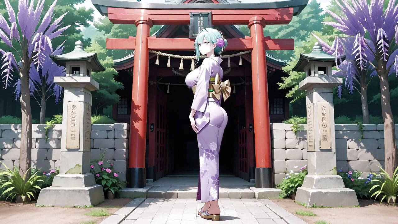 Purple Kimono Goddess! Tidak dapat mengendalikan kelembapan di bawah pagar Torii Merah