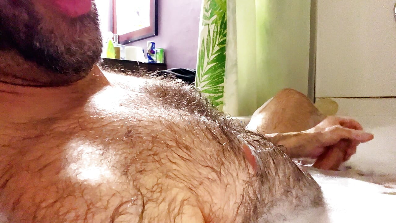 Rub a dub dub a handsome hairy horny daddy in the tub