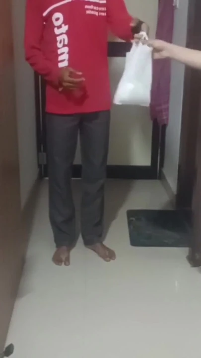 Unforgettable moment from "Delivery boy Hotel Room Service Knocked on our door and fucked my Wife Dream Fantasy"