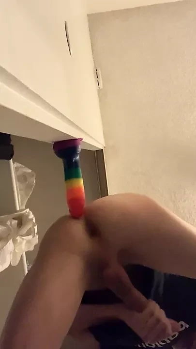 twink fucks himself on big dildo
