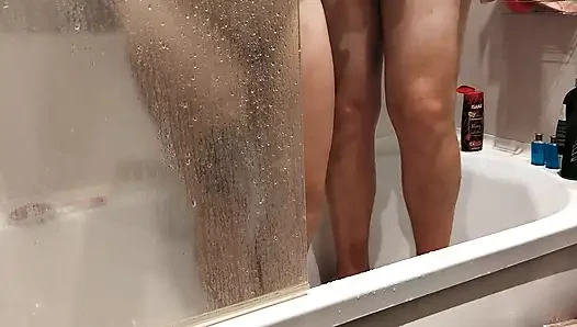 Homemade Mutual Masturbation in Shower