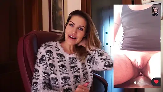 Tante seksi rambut cokelat lagi ngomongin kontol kecil banget di webcam