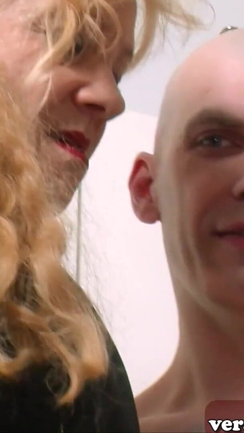 German mature couple Casting threesome FFM in kitchen | Clip 1