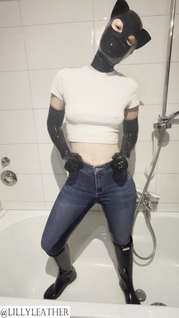 Memorable moment from "Latex teen girl is pissing in rubber boots and jeans"