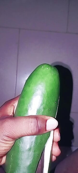 Black dick fuck a cucumber cum