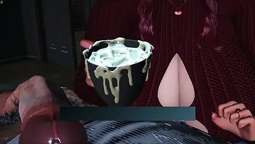 BBW Megan Collecting Her Father In law Cum With Coffee Cup