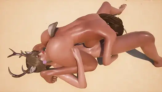 Tiga gadis reindeer lagi asik berhubungan seks