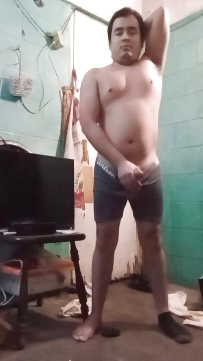 Jesus in boxer pulling his penis #155