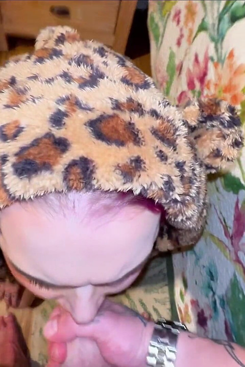 POV: Cute Goth Girl in Teddy Bear Pajamas Gets Face Fucked & Creampied