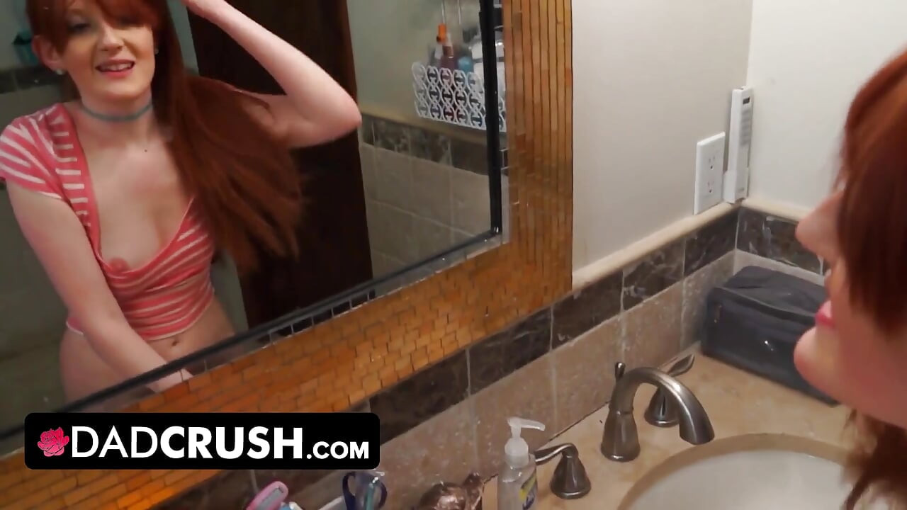 DadCrush - petite innocent redhead stepdaughter gets surprised by her stepdad's cock in the bathroom